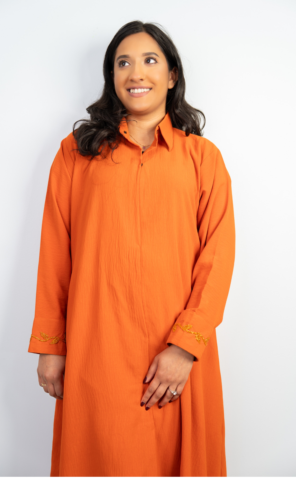 Orange Beaded Handwork 2-Piece Co-ords Set