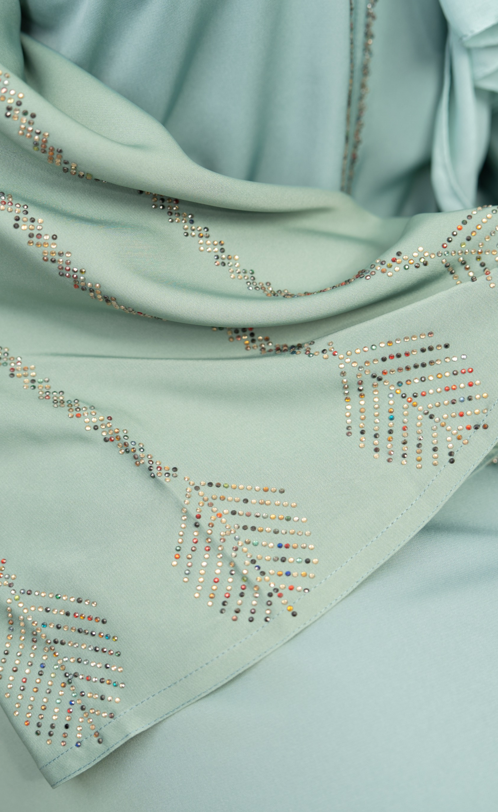 Graceful Pastel Green Embellished Abaya