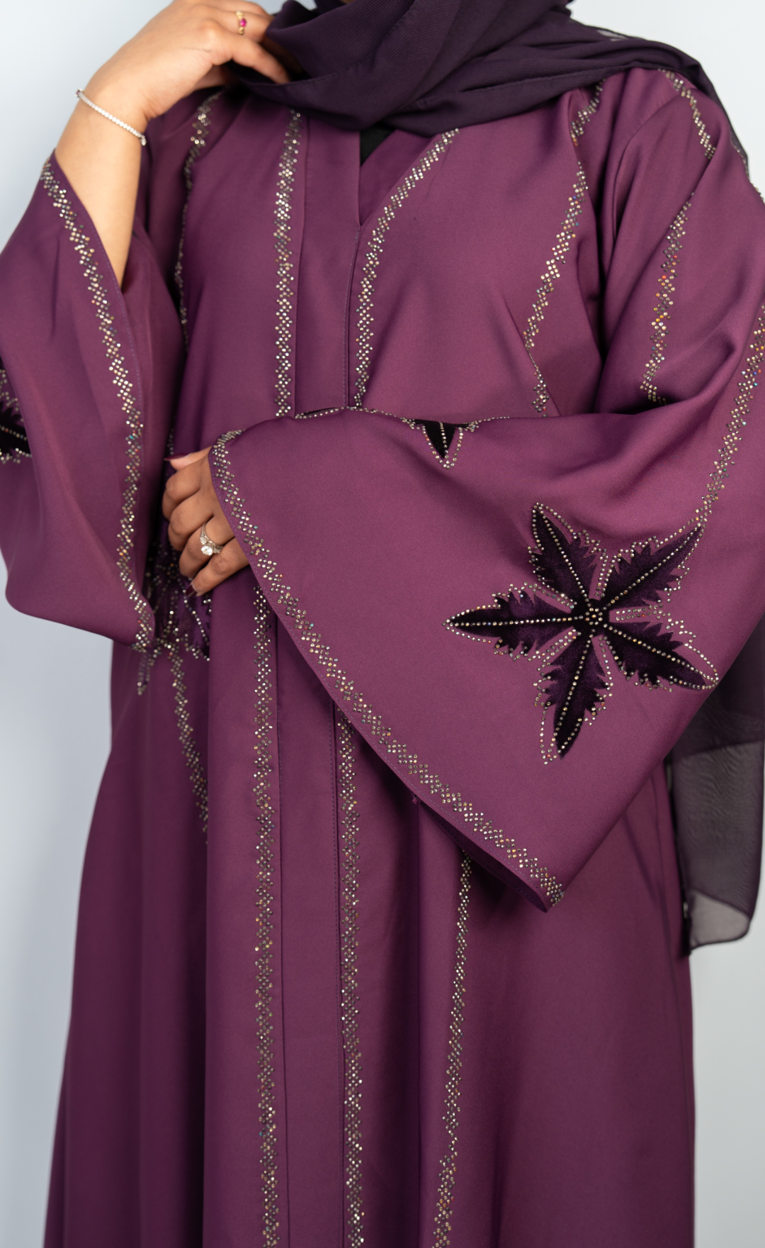 Pretty Plum Embellished Abaya
