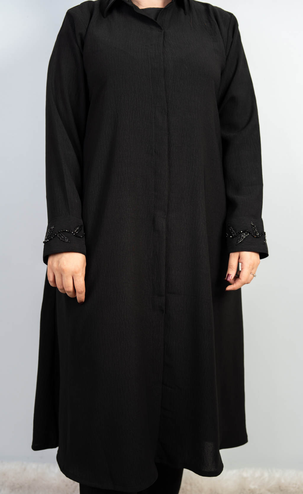 Black Beaded Hand-Embroidered Two-Piece Coord Set