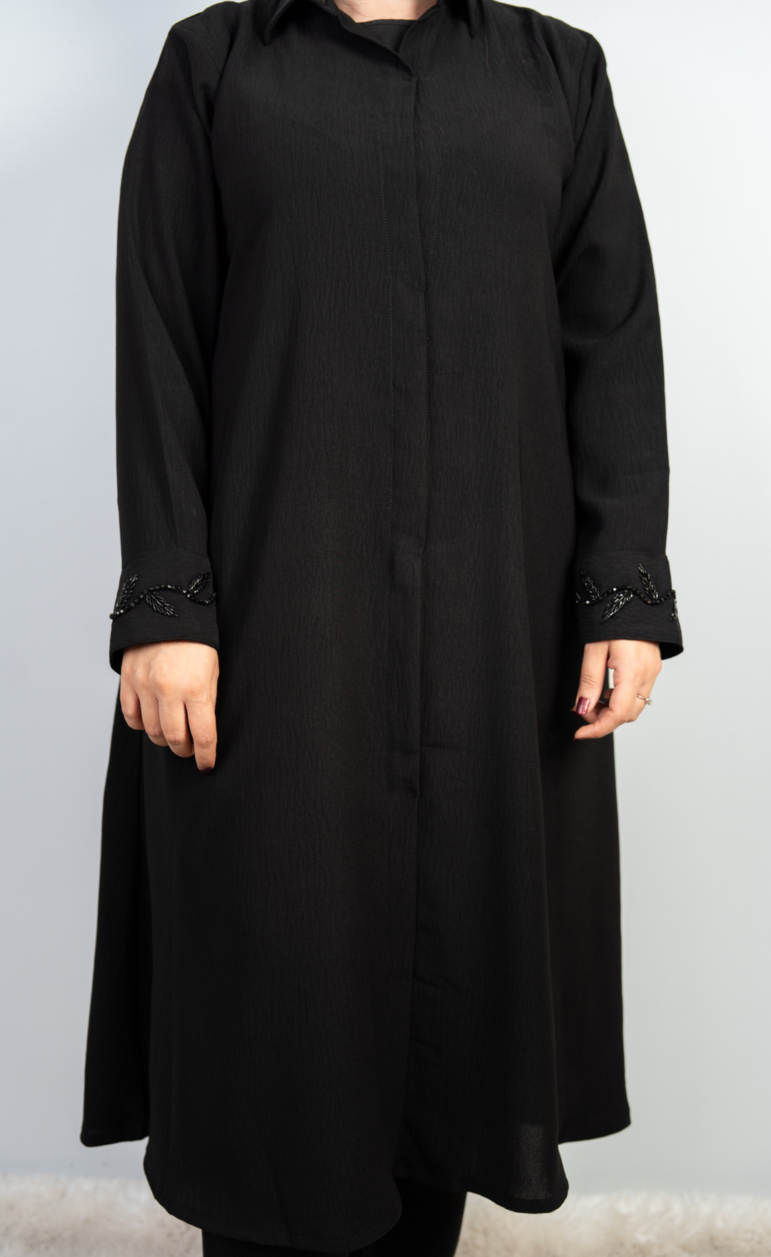 Black Beaded Hand-Embroidered Two-Piece Coord Set