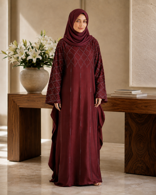 Rustic brown kaftan abaya with stone work - image 7