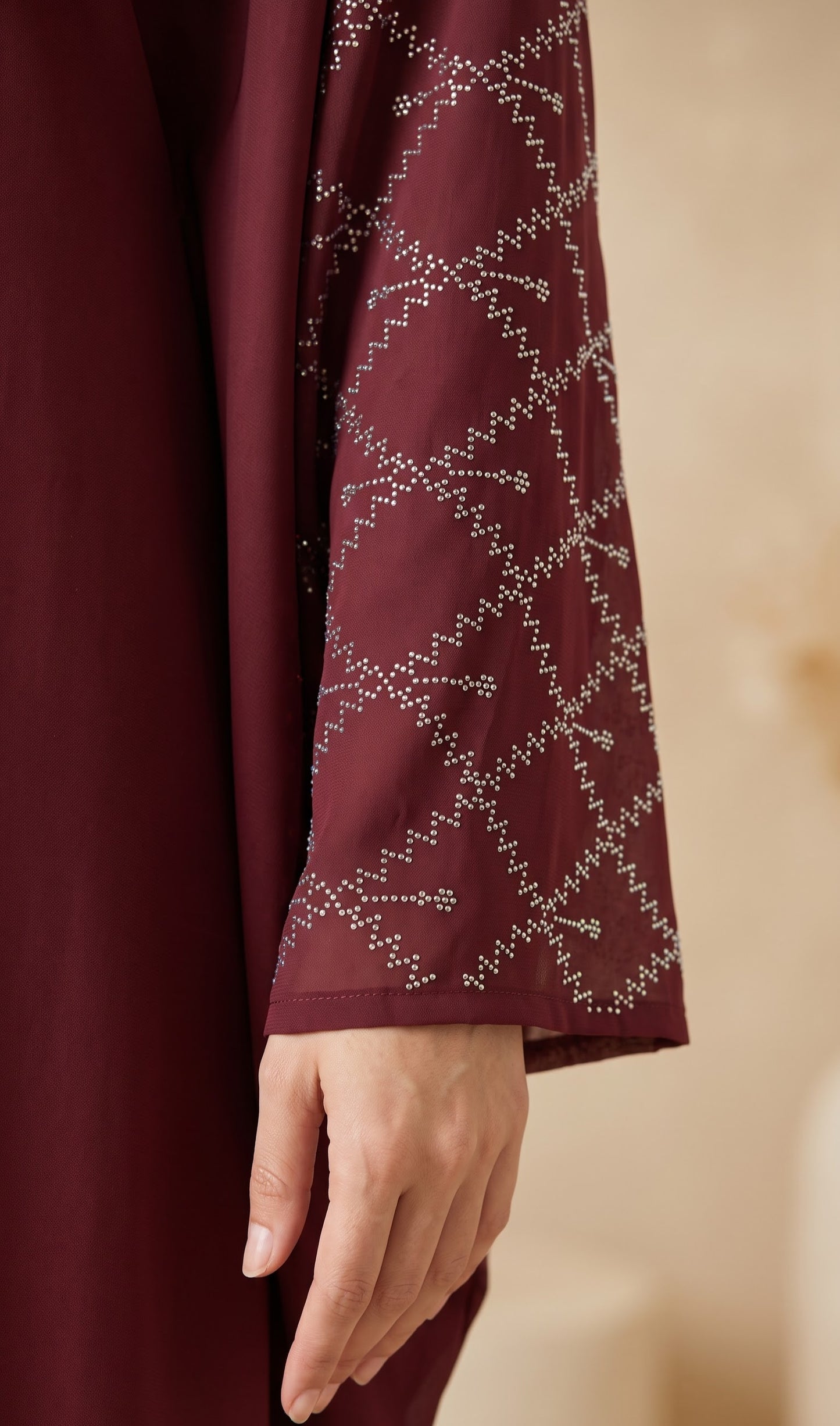 Rustic brown kaftan abaya with stone work - image 8