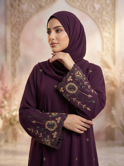 Deep Plum Blue handwork Nidha abaya - image 6